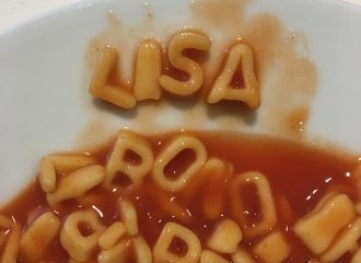 LISA written in alphabet pasta