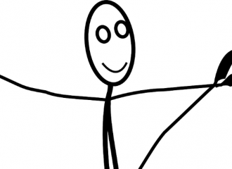 Illustration of smiling person with arms open wide to represent retirement and greater freedom.