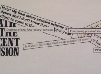 Paper cuttings featuring questions and statements about pensions