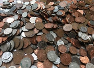 Pile of British coins