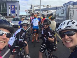 Cyclists boarding the ferry to France